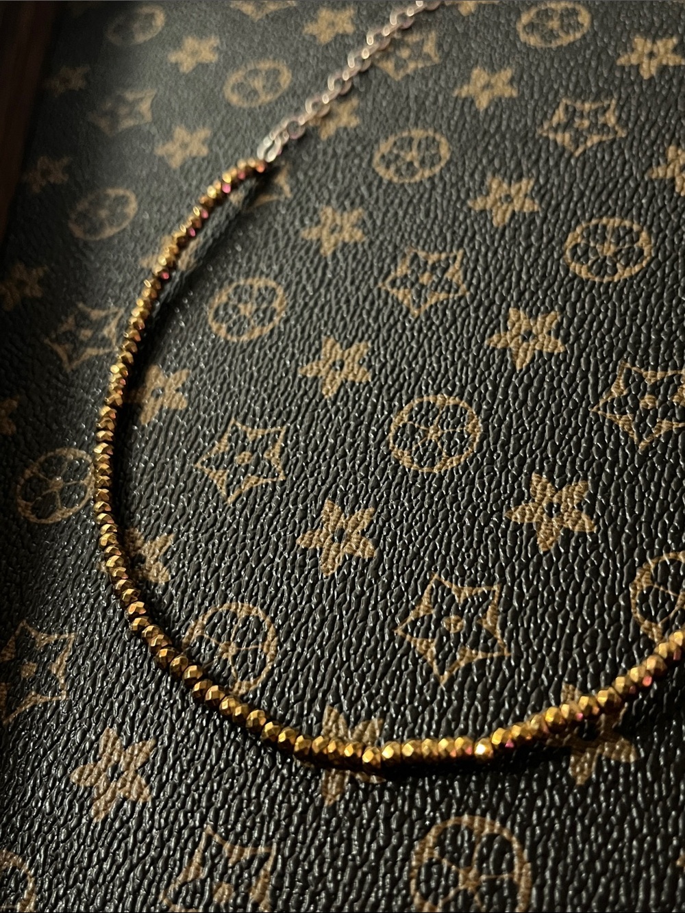 Gold Sterling Beaded Choker Necklace by designer Lucas Lameth